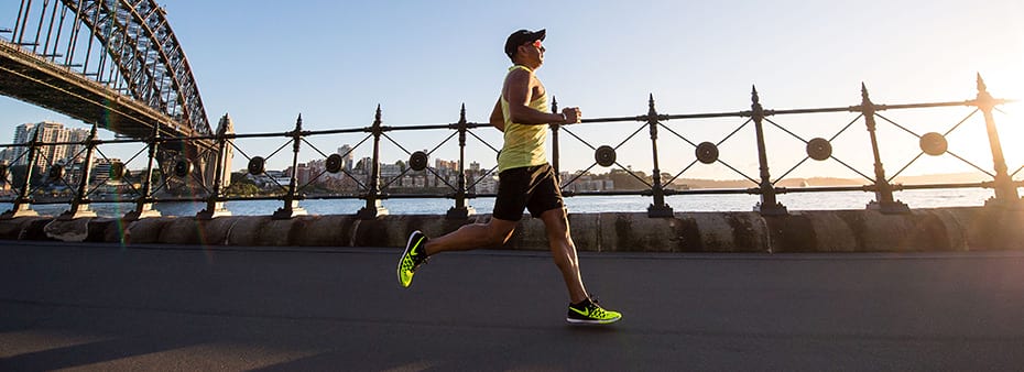 Runner on a bridge